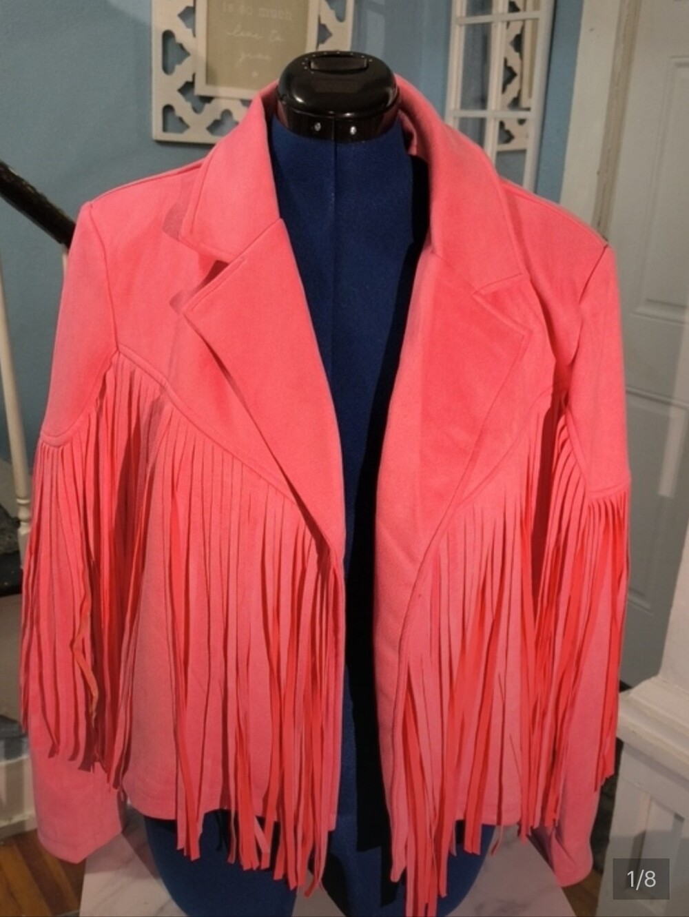 Fringe Faux Suede Jacket - Pink - Picture 9 of 9